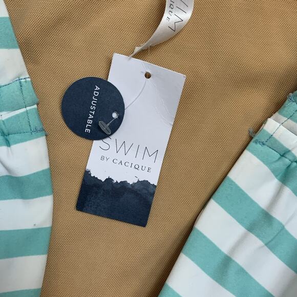 Swim by Cacique women's size 16 new swim suit bottoms high waist teal stripe blu - Picture 4 of 7